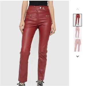 Rebecca Minkoff Poppy Leather pants Oxblood straight punk grunge zippered edgy M